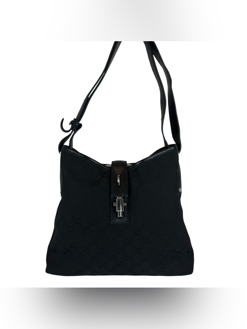 Gucci Piston Black Shoulder Bag with Front Lock